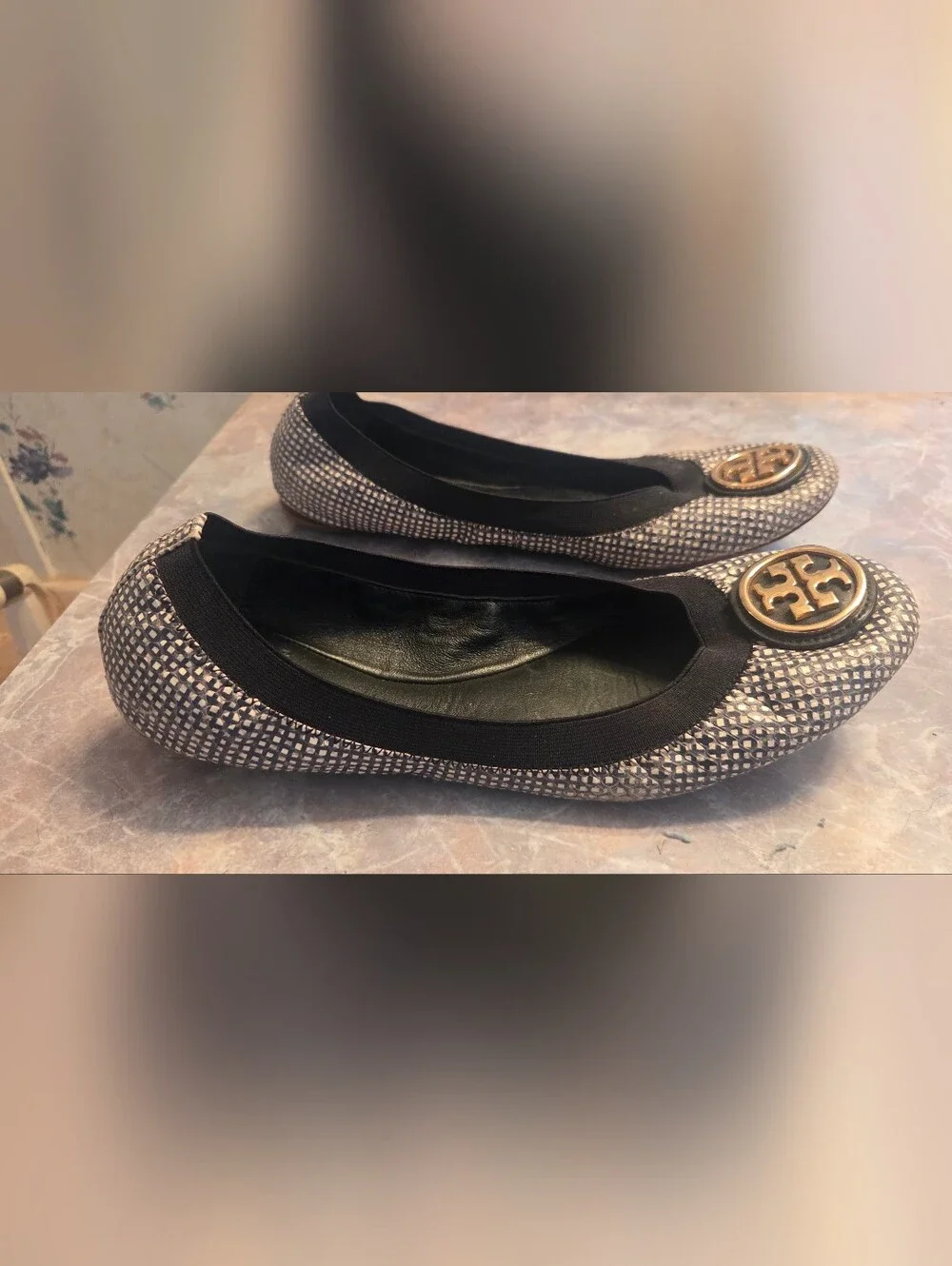 Tory Burch Black & White Ballet Flats